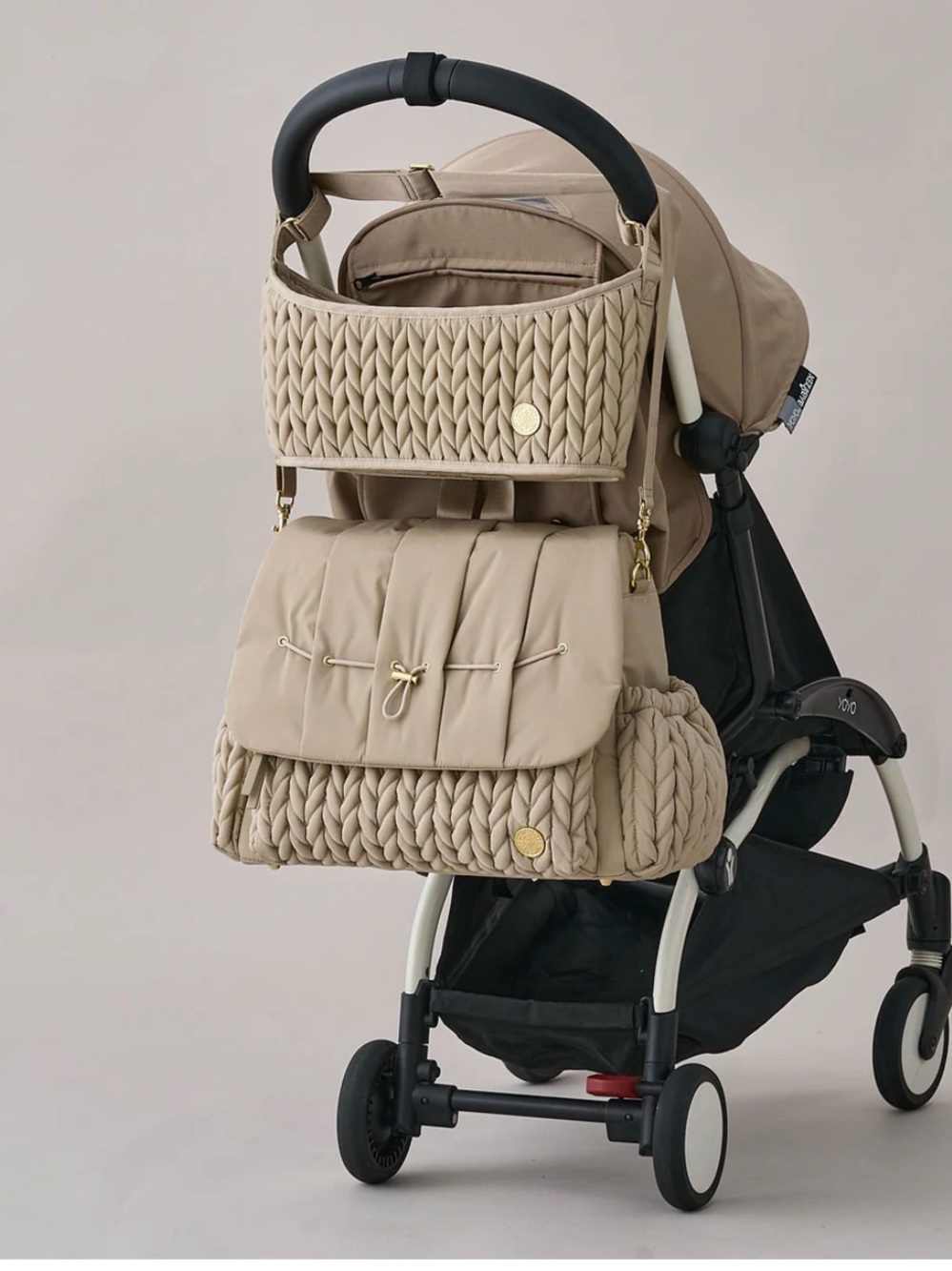 Quilted Diaper Backpack in Beige - Picture 2 of 14